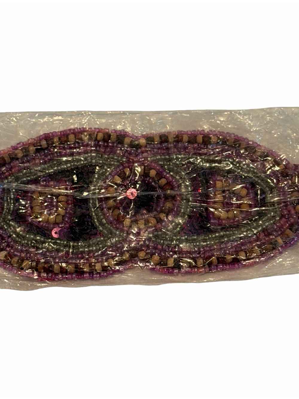 Raj Purple Beaded Sequin Belt India Boho Festival Embellished 33”